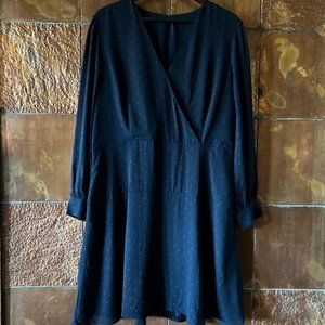 Ann Taylor * Navy blue dress with red polka dots * 16